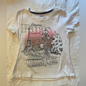 Limited Too Bonjour Paris Tee - White and Pink